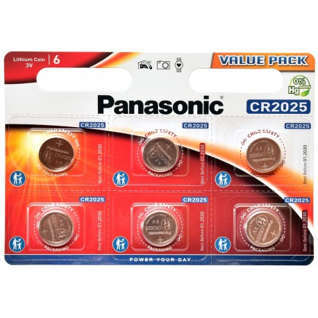 Bateria  Panasonic CR2025 litowa 3V LITHIUM  6szt