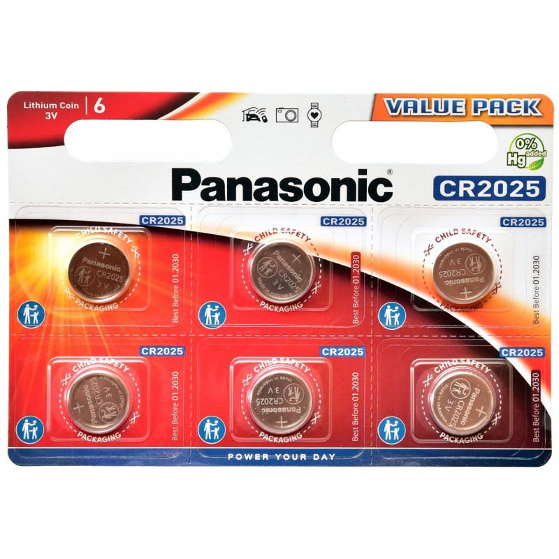 Bateria  Panasonic CR2025 litowa 3V LITHIUM  6szt