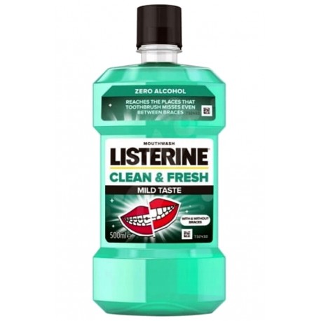LISTERINE Clean&Fresh płyn do płuknia ust 500ml aparat LISTERINE Clean&Fresh płyn do płuknia ust 500ml aparat